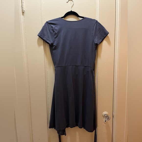 Pact Organic Cotton Short Sleeve Wrap Dress - Gray S - Picture 4 of 5